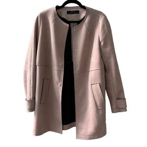 ZARA Faux-Suede Dusty Pink Raw-Edge Coat